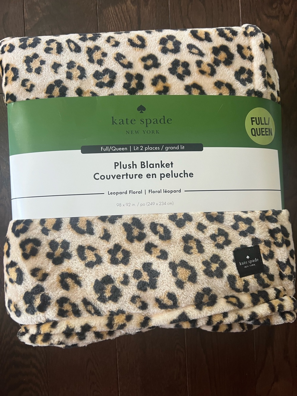 Kate Spade Plush Blanket ~ full/queen cheetah leopard New